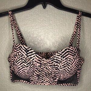 Pink zebra patterned bathing suit top